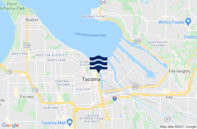Mapa de mareas Tacoma, United States