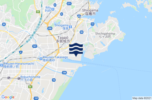 Mapa de mareas Tagajō Shi, Japan
