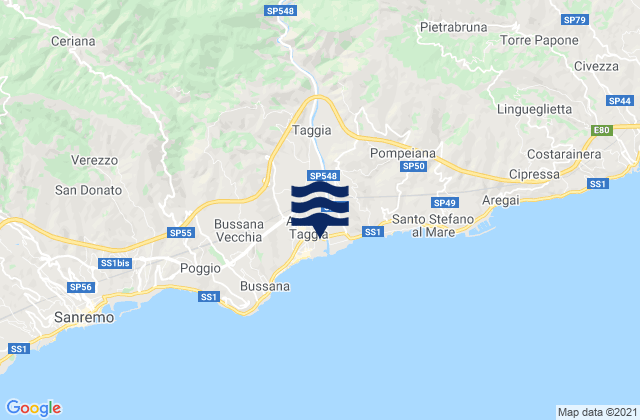 Mapa de mareas Taggia, Italy