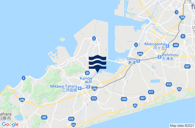 Mapa de mareas Tahara, Japan