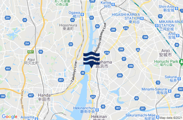 Mapa de mareas Takahama-shi, Japan