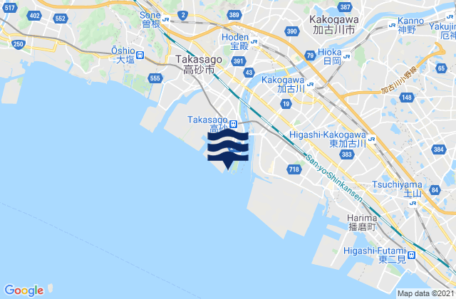 Mapa de mareas Takasago, Japan