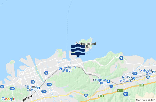 Mapa de mareas Takihama Hiuchi Nada, Japan