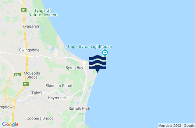 Mapa de mareas Tallows Beach, Australia