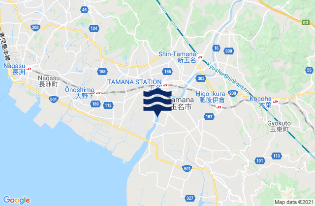 Mapa de mareas Tamana-gun, Japan