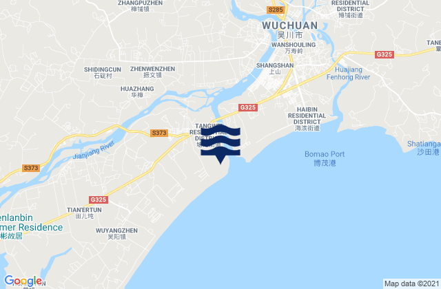 Mapa de mareas Tangwei, China