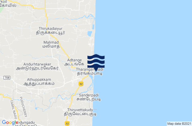 Mapa de mareas Tarangambadi, India
