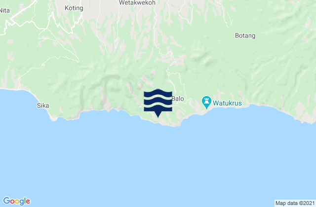 Mapa de mareas Taranggatar, Indonesia