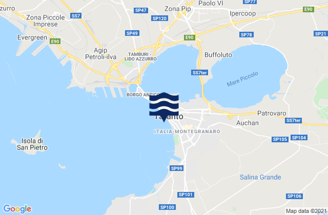 Mapa de mareas Taranto, Italy