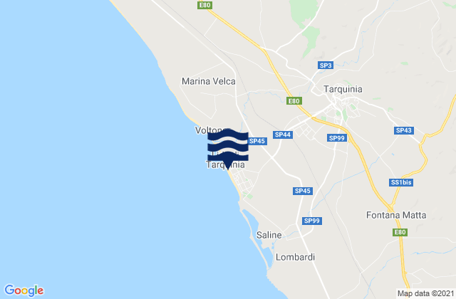 Mapa de mareas Tarquinia, Italy