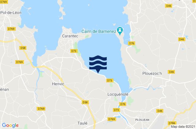 Mapa de mareas Taulé, France