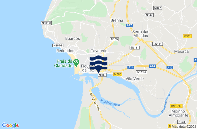 Mapa de mareas Tavarede, Portugal