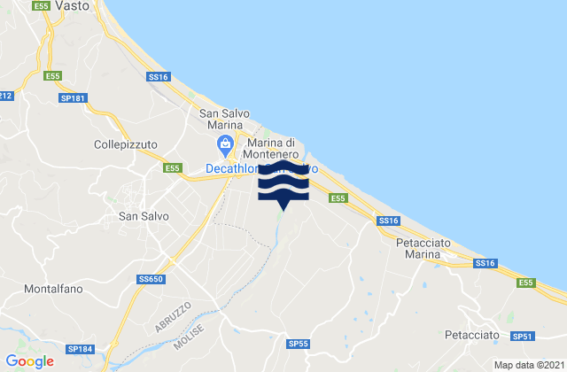Mapa de mareas Tavenna, Italy