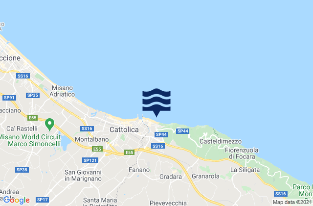 Mapa de mareas Tavullia, Italy