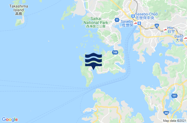 Mapa de mareas Tawaragauracho, Japan