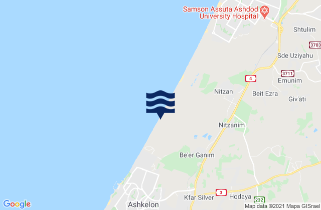 Mapa de mareas Tayelet Ashkelon, Israel