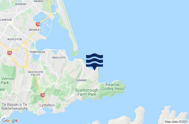Mapa de mareas Taylors Mistake, New Zealand