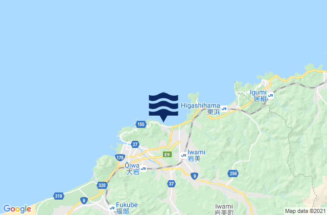 Mapa de mareas Taziri, Japan