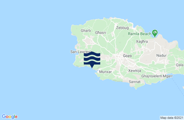 Mapa de mareas Ta’ Kerċem, Malta