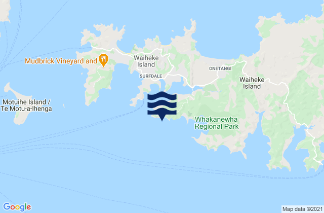 Mapa de mareas Te Akau o Hine, New Zealand