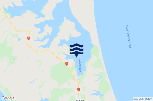Mapa de mareas Te Kao Bay, New Zealand