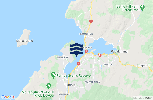 Mapa de mareas Te Onepoto Bay, New Zealand