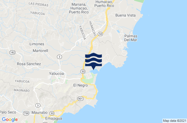 Mapa de mareas Tejas Barrio, Puerto Rico