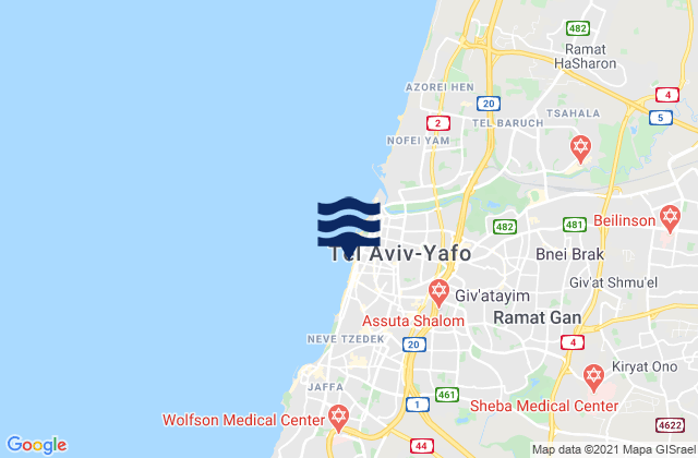 Mapa de mareas Tel Aviv, Israel