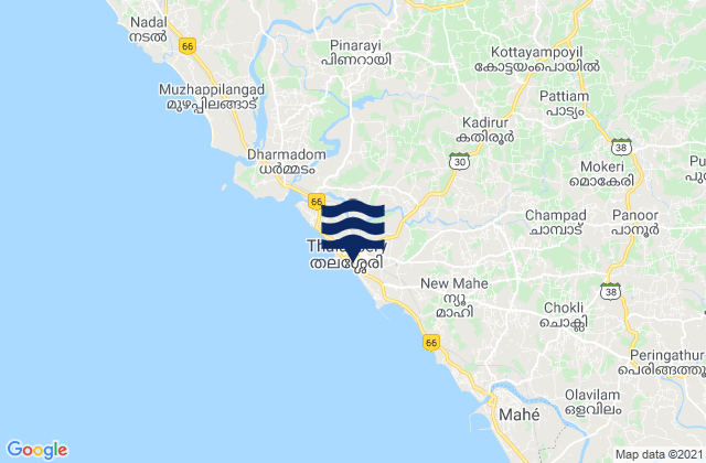 Mapa de mareas Tellicherry, India