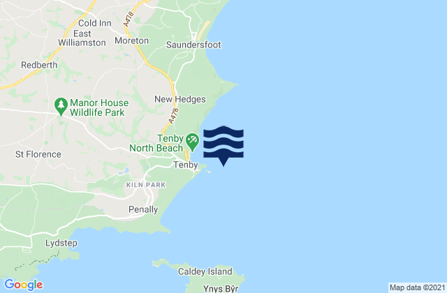 Mapa de mareas Tenby Beach, United Kingdom