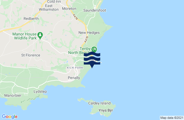 Mapa de mareas Tenby South Beach, United Kingdom