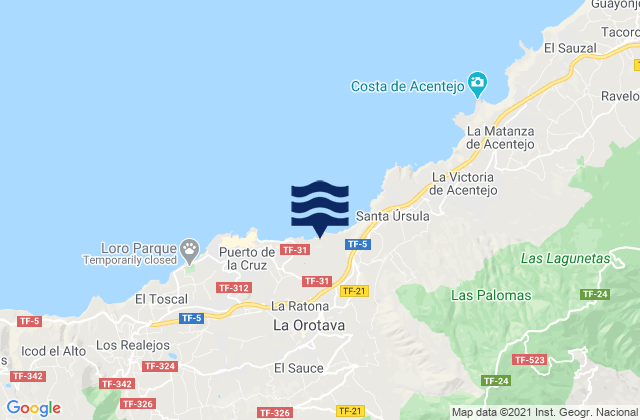 Mapa de mareas Tenerife, Spain