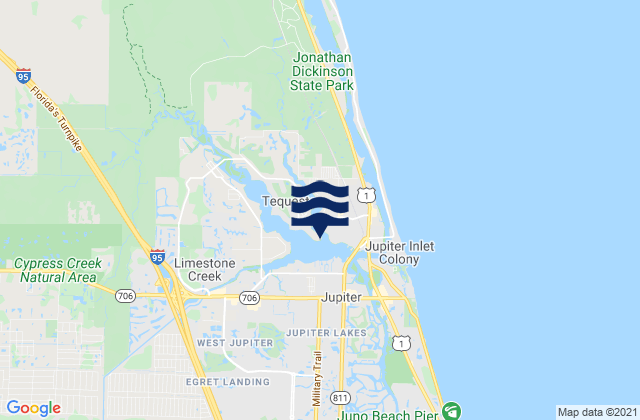 Mapa de mareas Tequesta (North Fork Entrance), United States