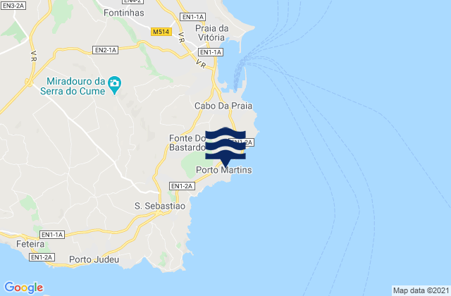 Mapa de mareas Terceira - Porto Martins, Portugal