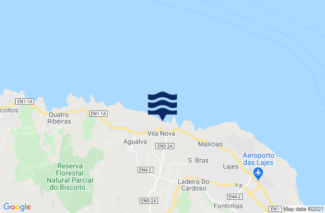 Mapa de mareas Terceira - Vila Nova, Portugal