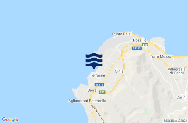 Mapa de mareas Terrasini Favarotta, Italy