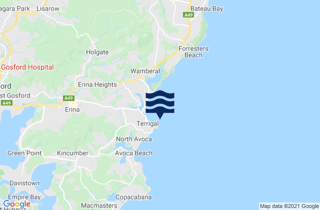 Mapa de mareas Terrigal Haven, Australia