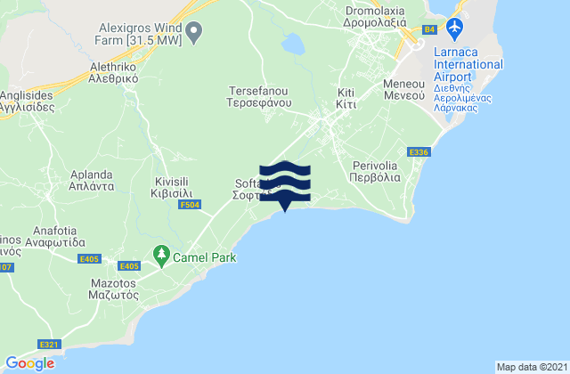 Mapa de mareas Tersefánou, Cyprus