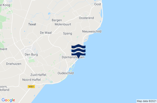 Mapa de mareas Texel, Netherlands