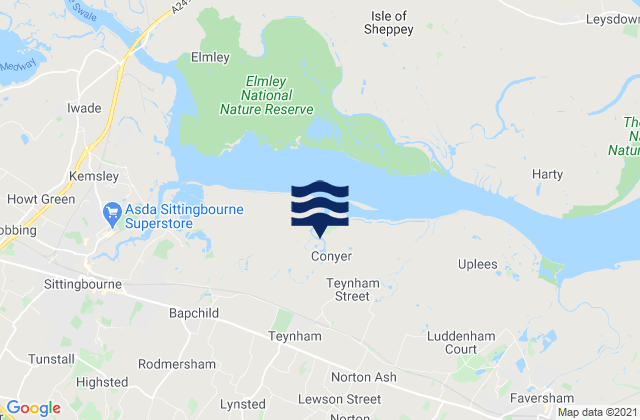 Mapa de mareas Teynham, United Kingdom