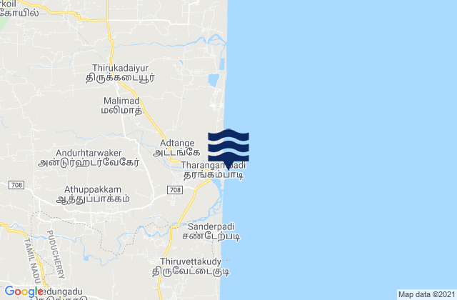 Mapa de mareas Tharangambadi, India