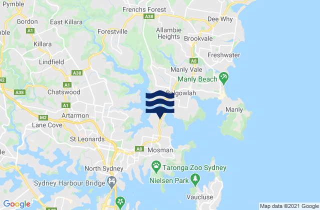 Mapa de mareas The Spit, Australia