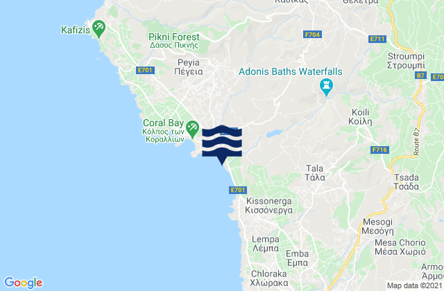 Mapa de mareas Thelétra, Cyprus