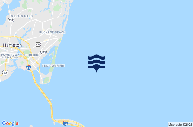 Mapa de mareas Thimble Shoal Channel 2.4 n.mi east of Ft. Monroe, United States