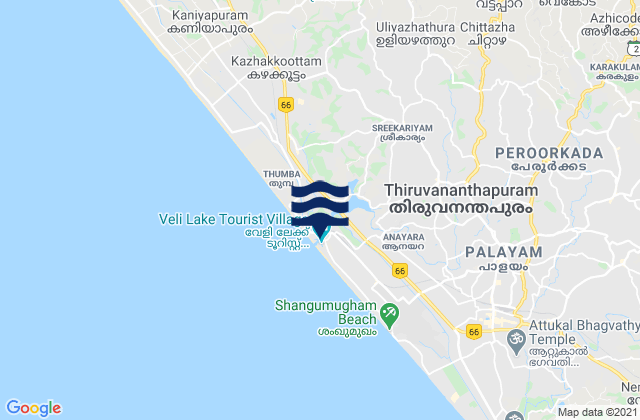 Mapa de mareas Thiruvananthapuram, India