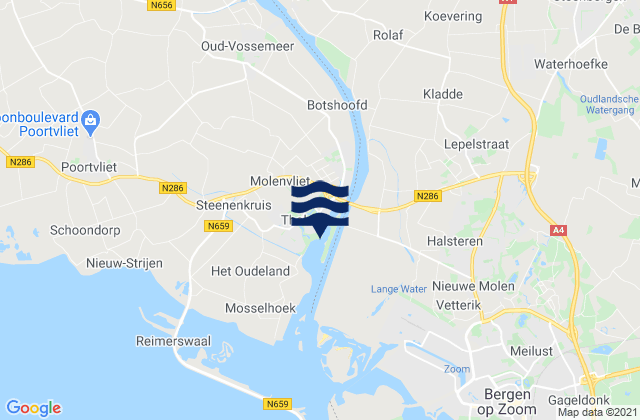 Mapa de mareas Tholen, Netherlands