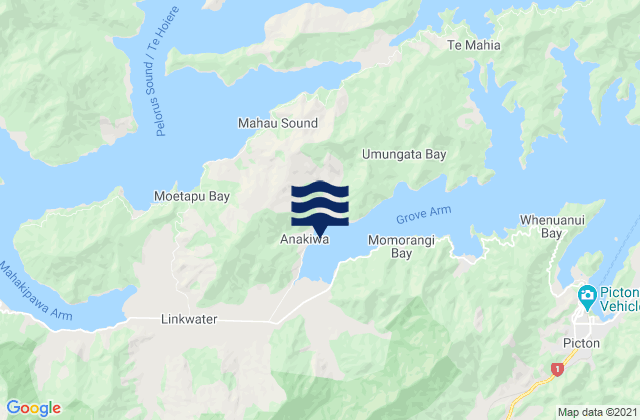 Mapa de mareas Thompson Bay, New Zealand