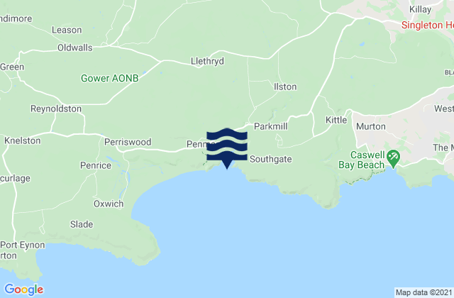 Mapa de mareas Three Cliffs Bay Beach, United Kingdom