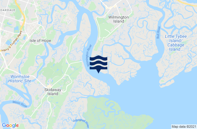 Mapa de mareas Thunderbolt SE of Wilmington River, United States