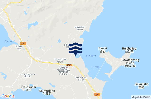 Mapa de mareas Tiangan, China